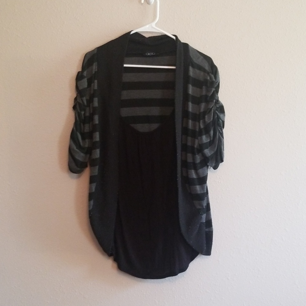 Striped Black and Gray All in One Top